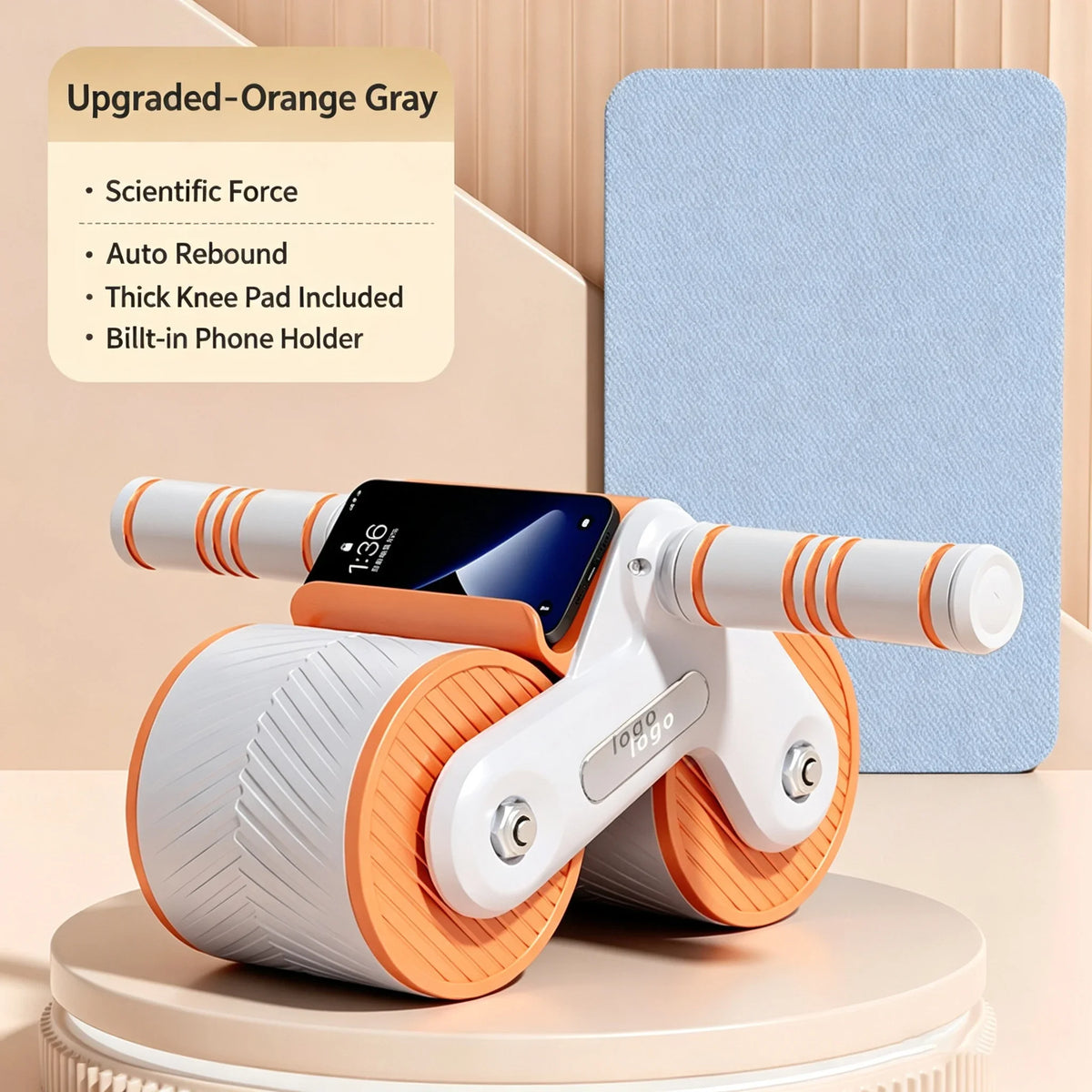 Auto-Rebound Ab Roller with Phone Holder