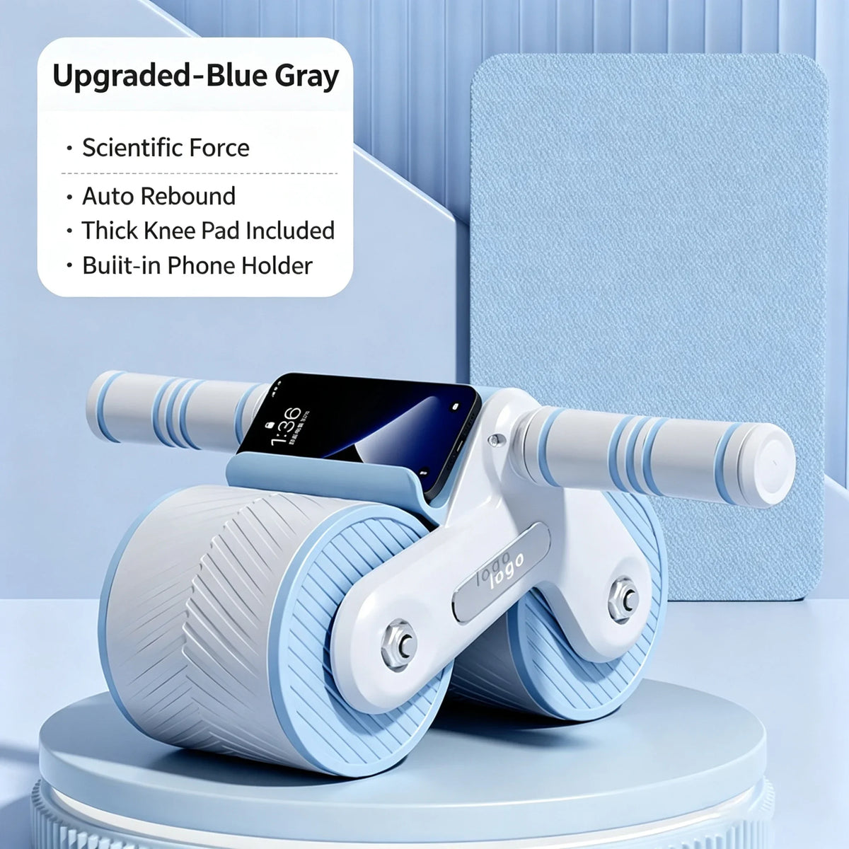 Auto-rebound ab roller with phone holder - image 9